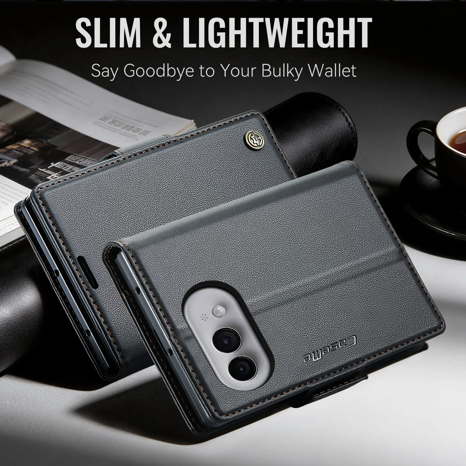 Slim Plånboksfodral RFID-skydd iPhone Duo Svart