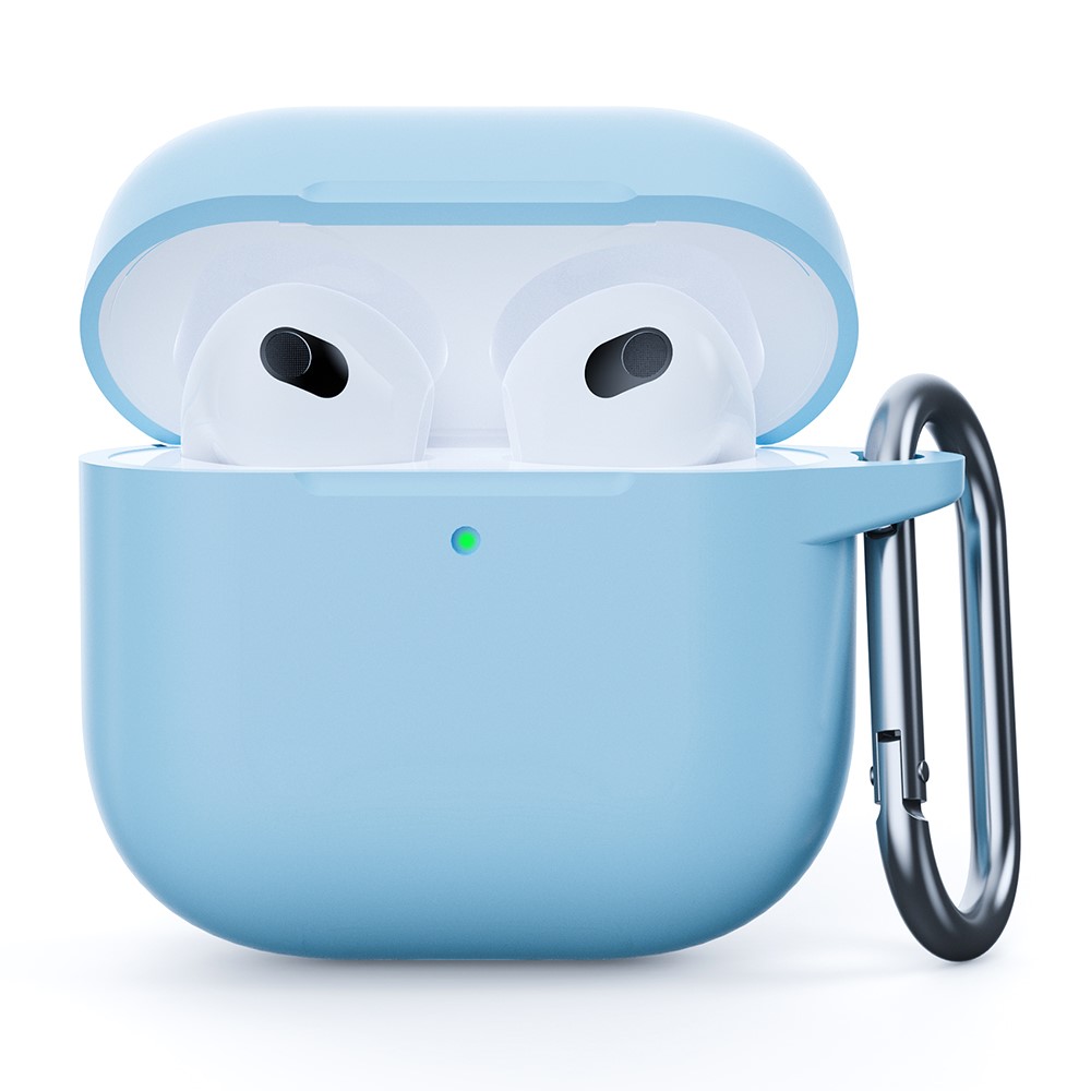 Apple AirPods 4 Silikondeksel med karabinkrok, Blå