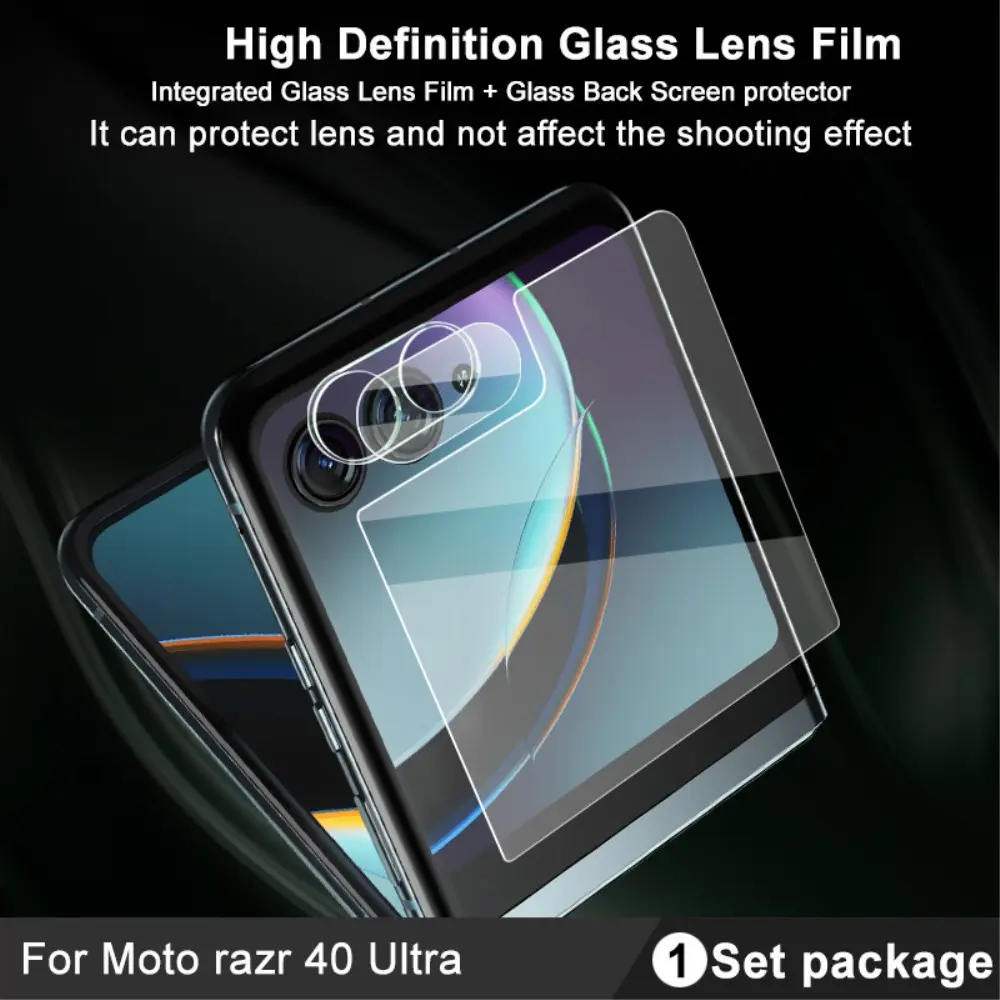 Härdat Glas Linsskydd + Ytterskärmskydd Motorola Razr 40 Ultra Genomskinlig