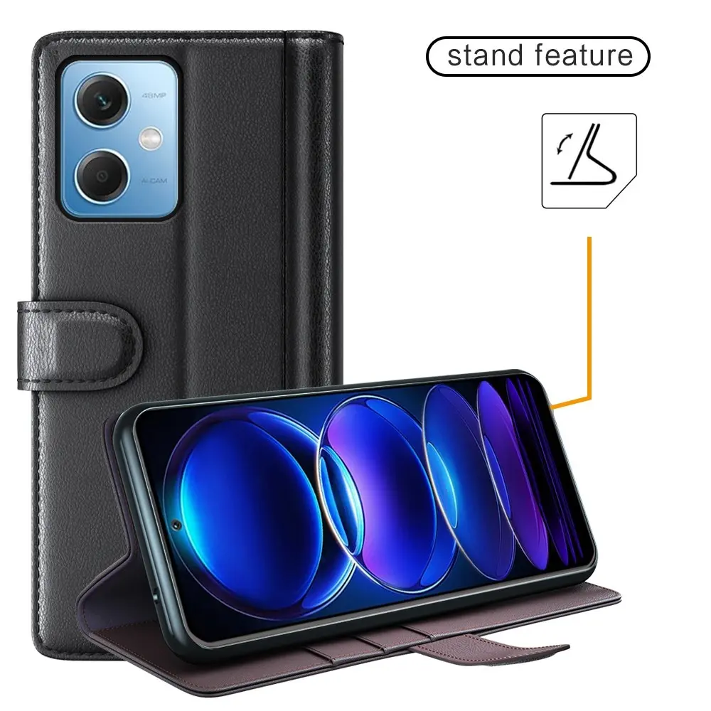 Äkta Läderfodral Xiaomi Redmi Note 12 Svart