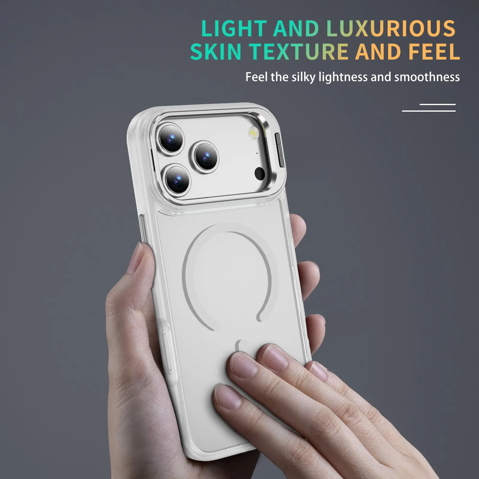 Hybridskal Kickstand MagSafe iPhone 18 Pro Max Genomskinlig