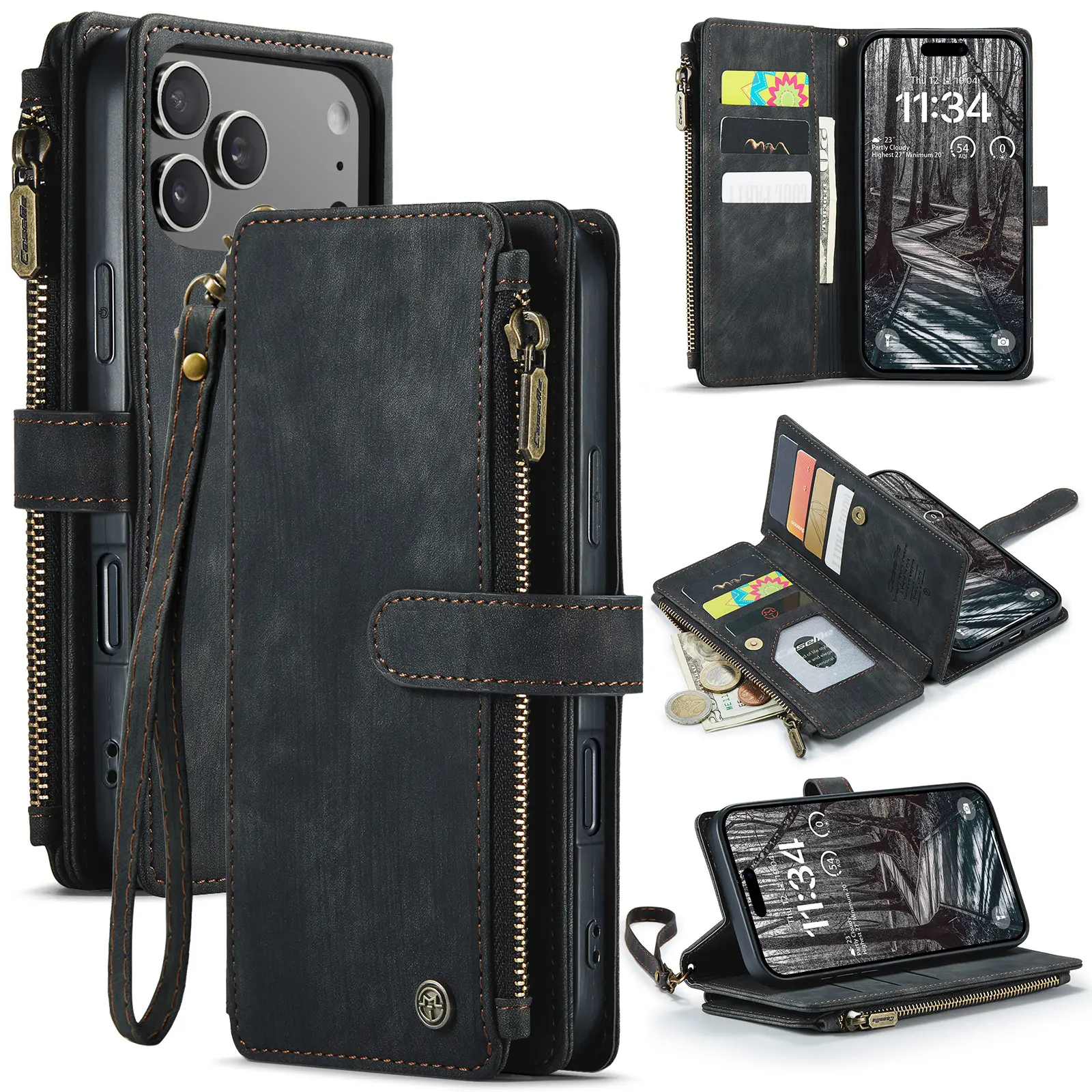 Zipper Wallet iPhone 17 Pro Max Sort