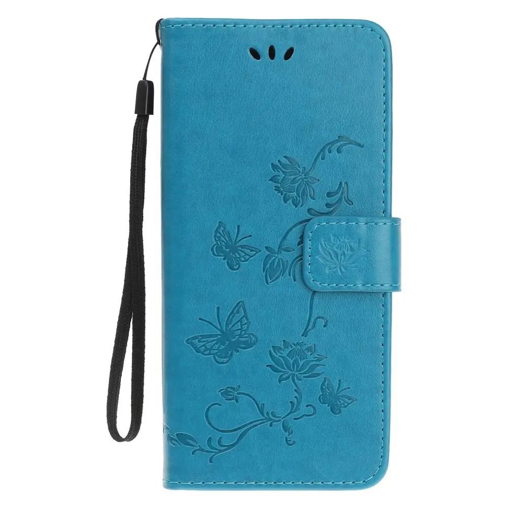 Läderfodral Fjärilar iPhone 12/iPhone 12 Pro Blå