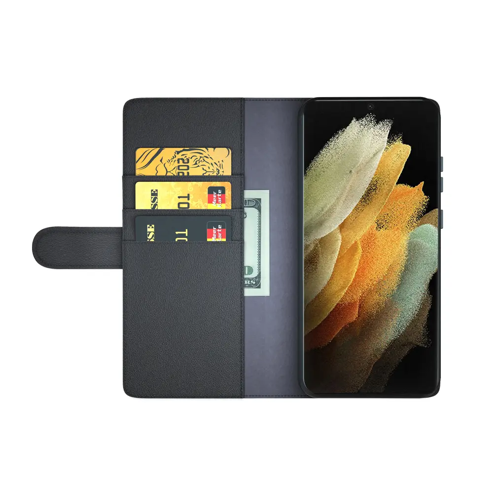 Äkta Läderfodral Samsung Galaxy S22 Ultra Svart