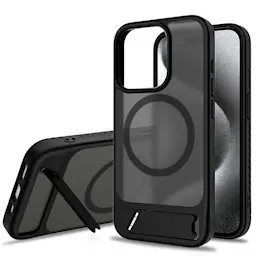 iPhone 15 Pro Magneettinen hybridisuojakuori integroidulla tuella, Musta