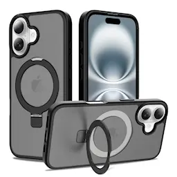 iPhone 16 Magnetic hybridskal med ställfunktion, Svart