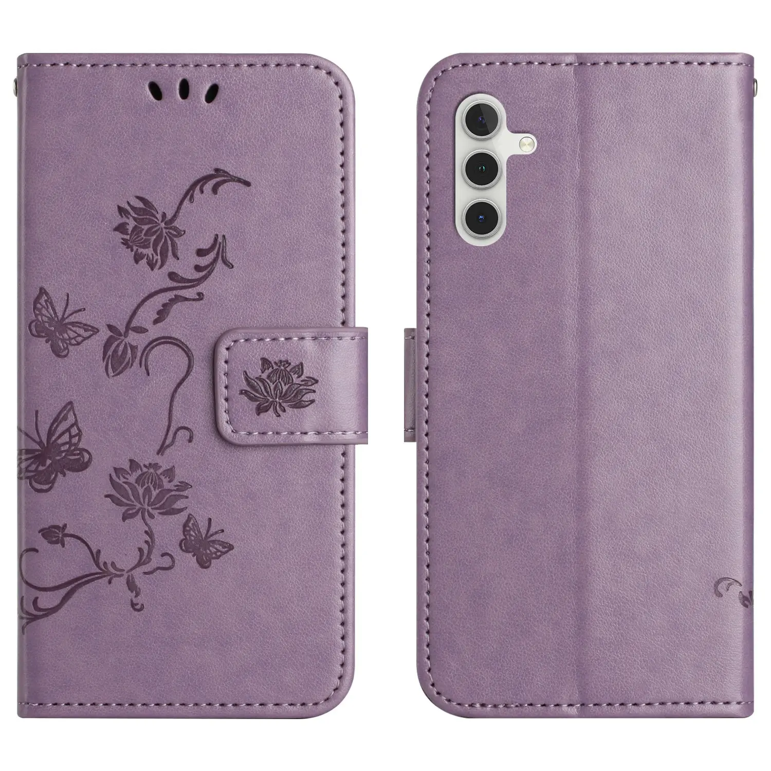 Samsung Galaxy A17 Suojakotelo perhoskuviolla, Liila