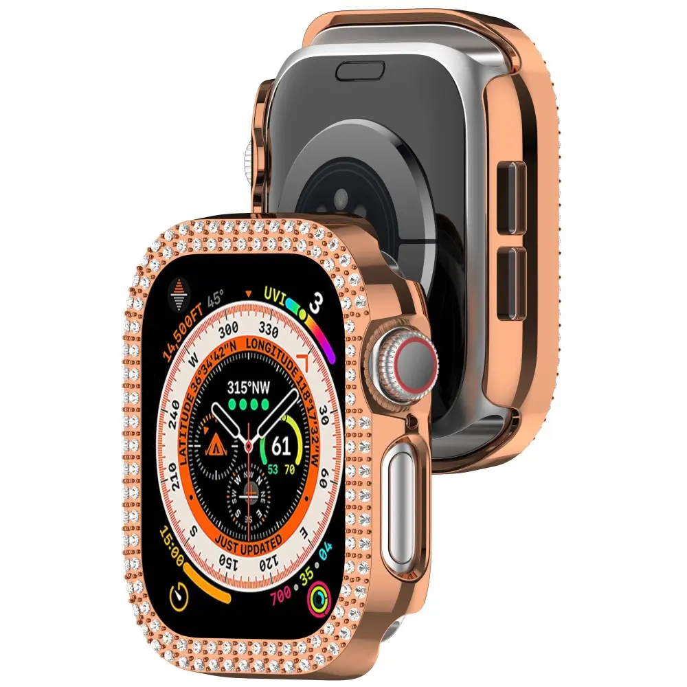 Rhinestone Skal Apple Watch Series 11 42mm roséguld