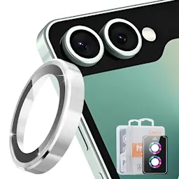 Samsung Galaxy Z Flip 8 Linsebeskytter i glas og aluminium, Sølv