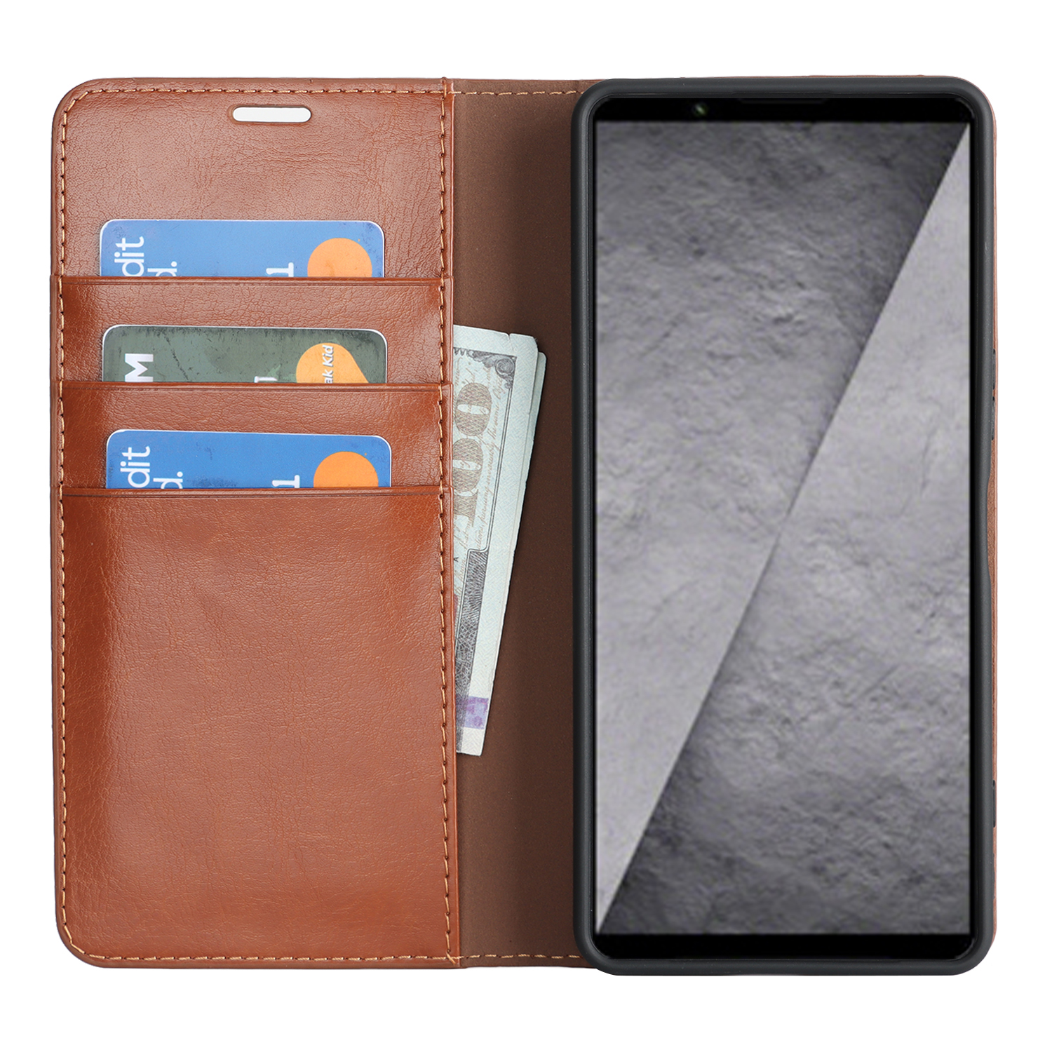 Mobilfodral Äkta Läder Sony Xperia 1 VIII Brun