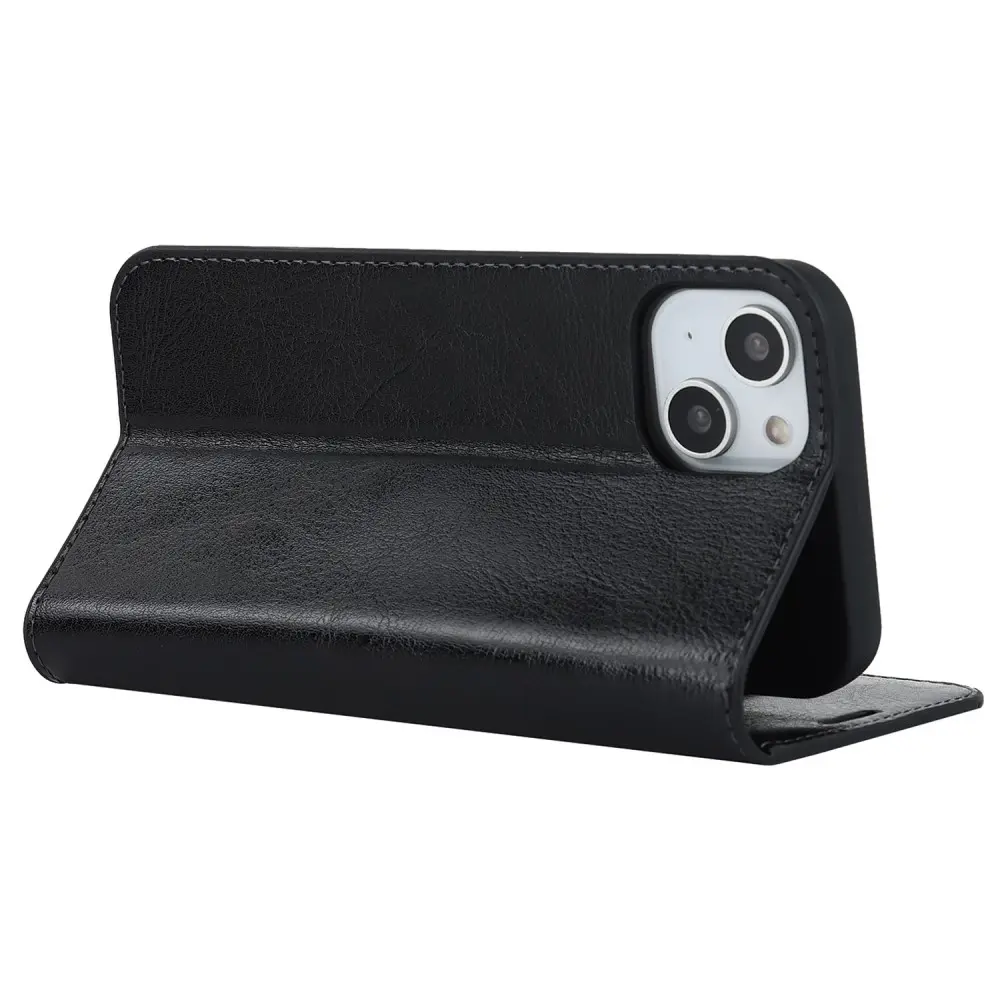 Mobilfodral Äkta Läder iPhone 14 Svart
