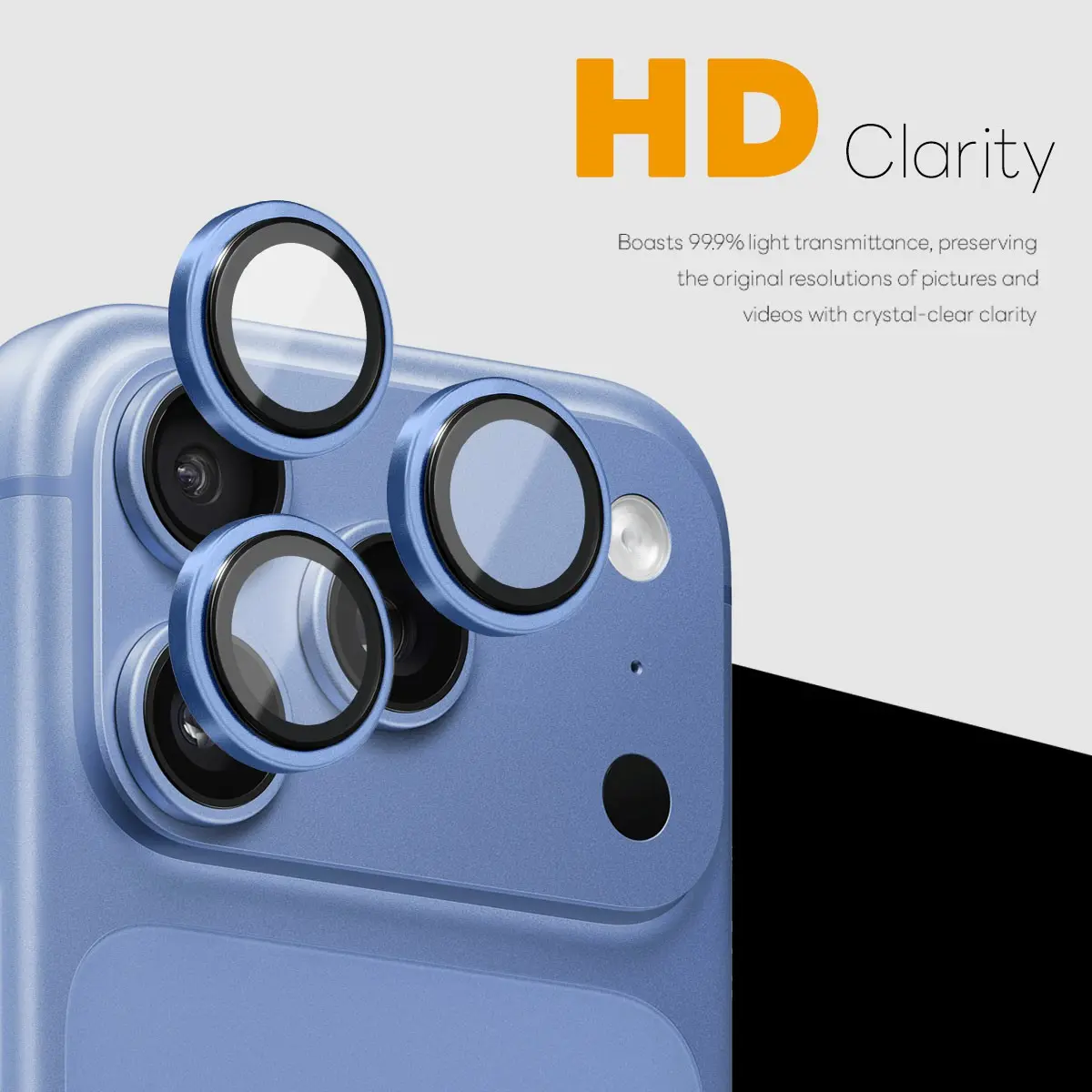 Linsskydd Härdat Glas Aluminium iPhone 18 Pro Blå