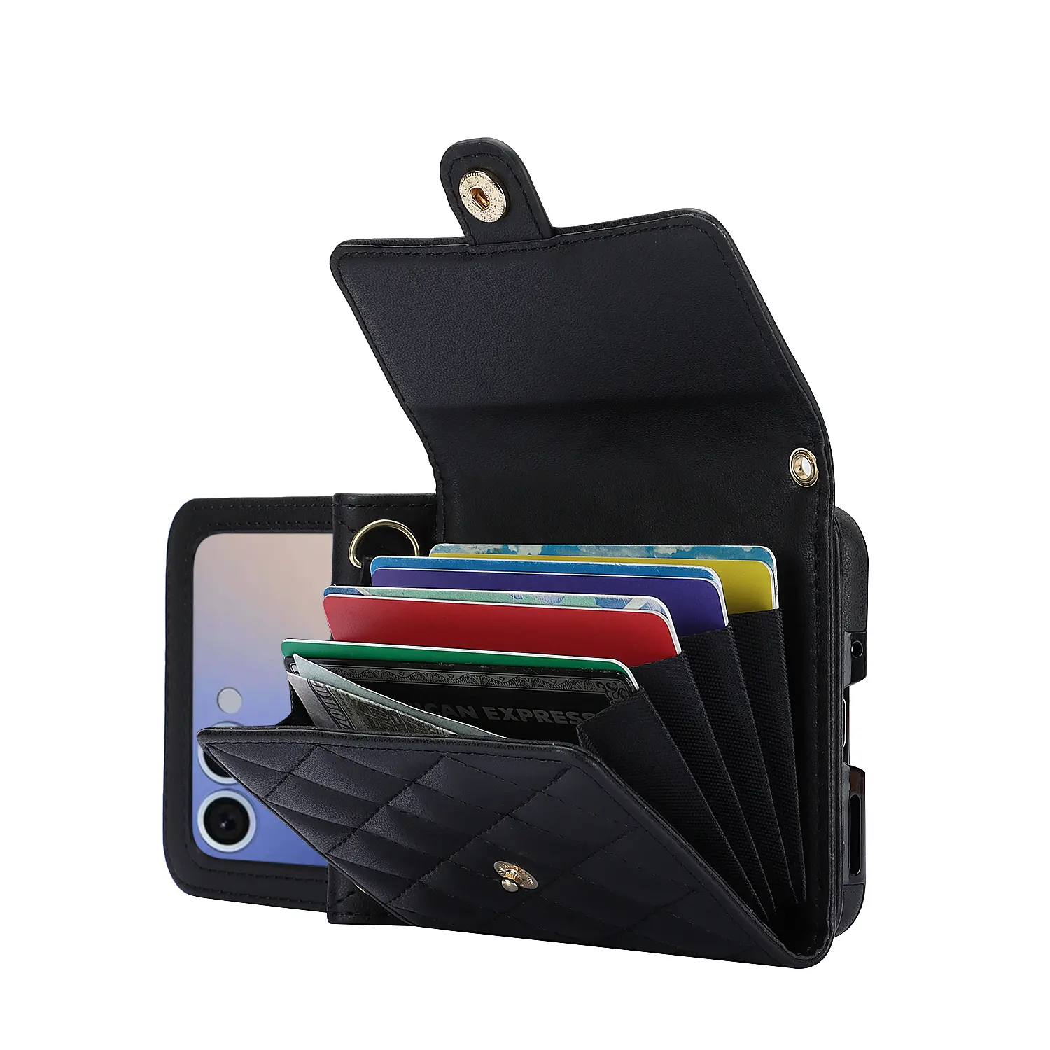 Plånboksväska RFID-skydd Samsung Galaxy Z Flip 8 Quilted Svart
