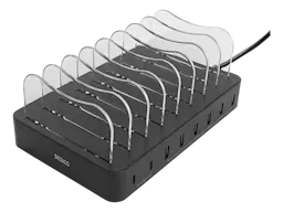 Lade station til 8 enheder, 6x USB-A, 2x USB-C 75W sort