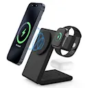 Modern 3-i-1 Qi2 Trådløs Magnetisk Foldbart Ladebase sort