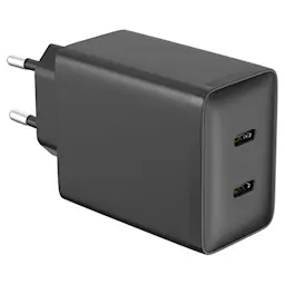 GaN Väggladdare 2 x USB-C 45W Svart