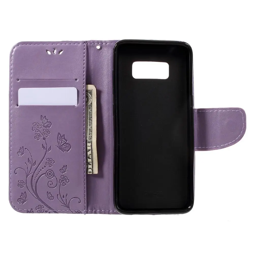 Läderfodral Fjärilar Samsung Galaxy S8 Lila