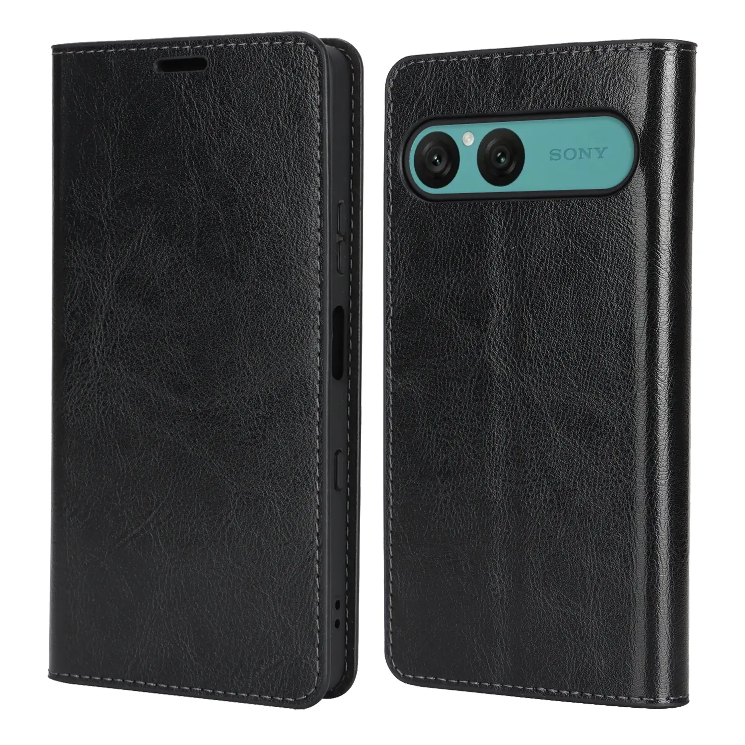 Mobilfodral Äkta Läder Sony Xperia 10 VII Svart