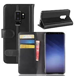 Ægte Læderetui Samsung Galaxy S9 Plus Sort