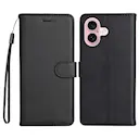 Tegnebogsetui iPhone 16 sort