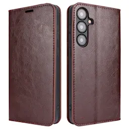 Mobiltaske Ægte Læder Samsung Galaxy S25 Mørkebrun