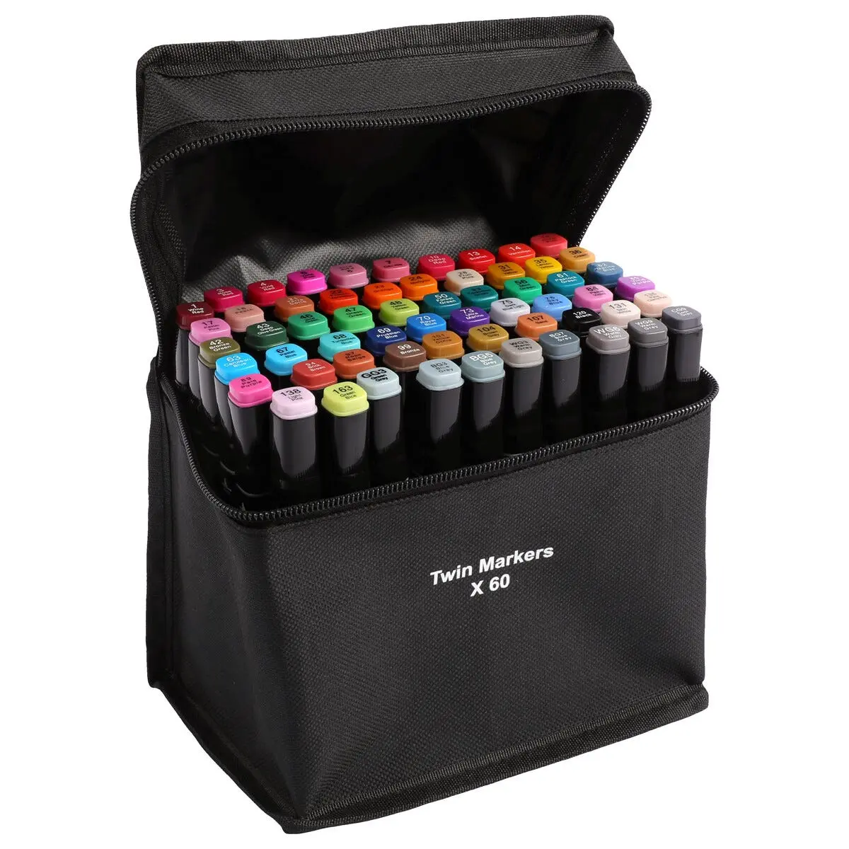 60-pack Twin Markers - Dobbeltsidede tuschpenne