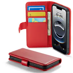 Ægte Læderetui iPhone 16e Rød