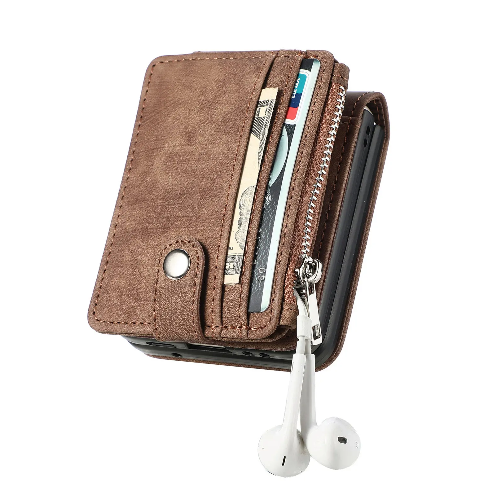 Mobilfodral Multi-slot Zipper Samsung Galaxy Z Flip 7 Brun