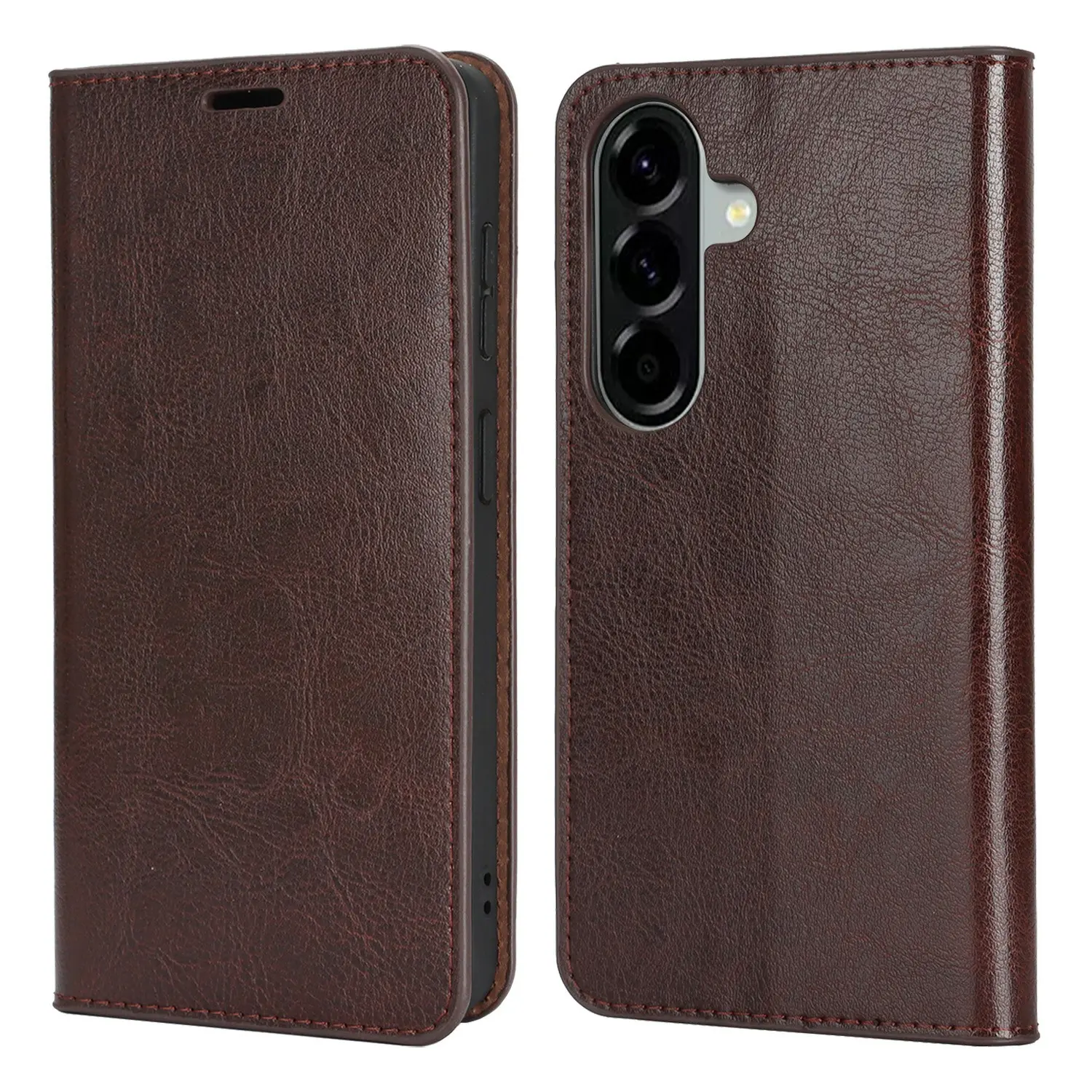 Mobiletui Ekte Lær Samsung Galaxy A57 Mørkbrun