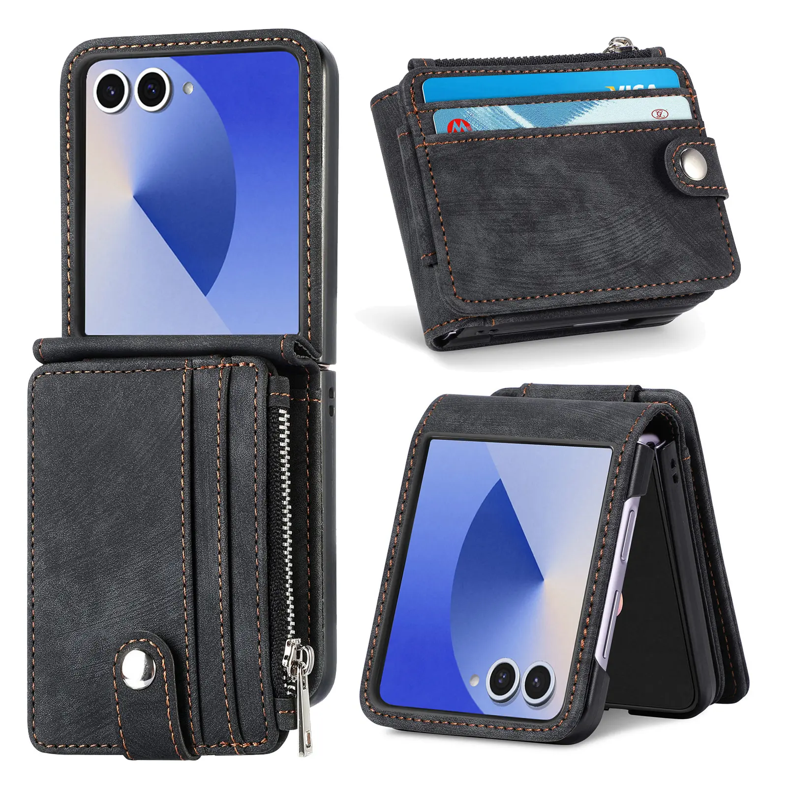 Zipper Multi-Slot Mobiltaske Samsung Galaxy Z Flip 7 Sort