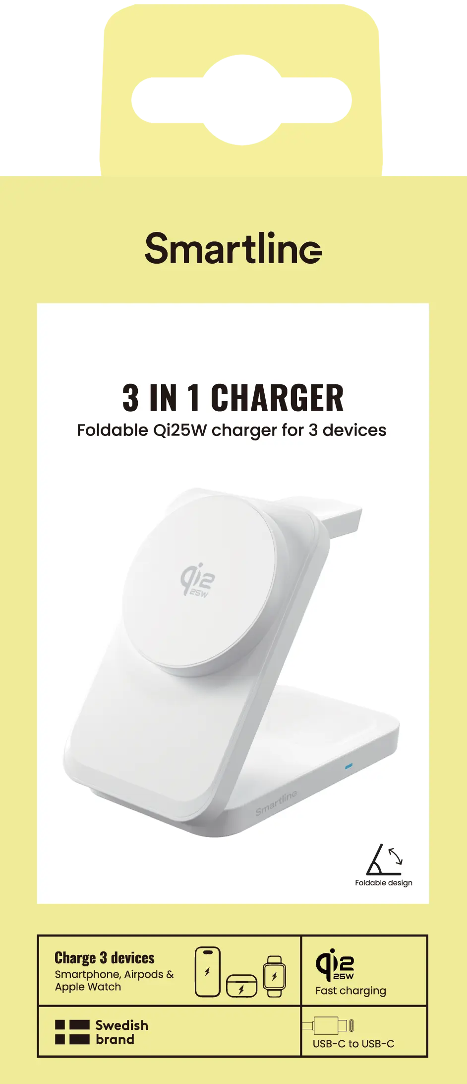 3-i-1 Foldable Qi2.2 25W Laddningsstation MagSafe Vit