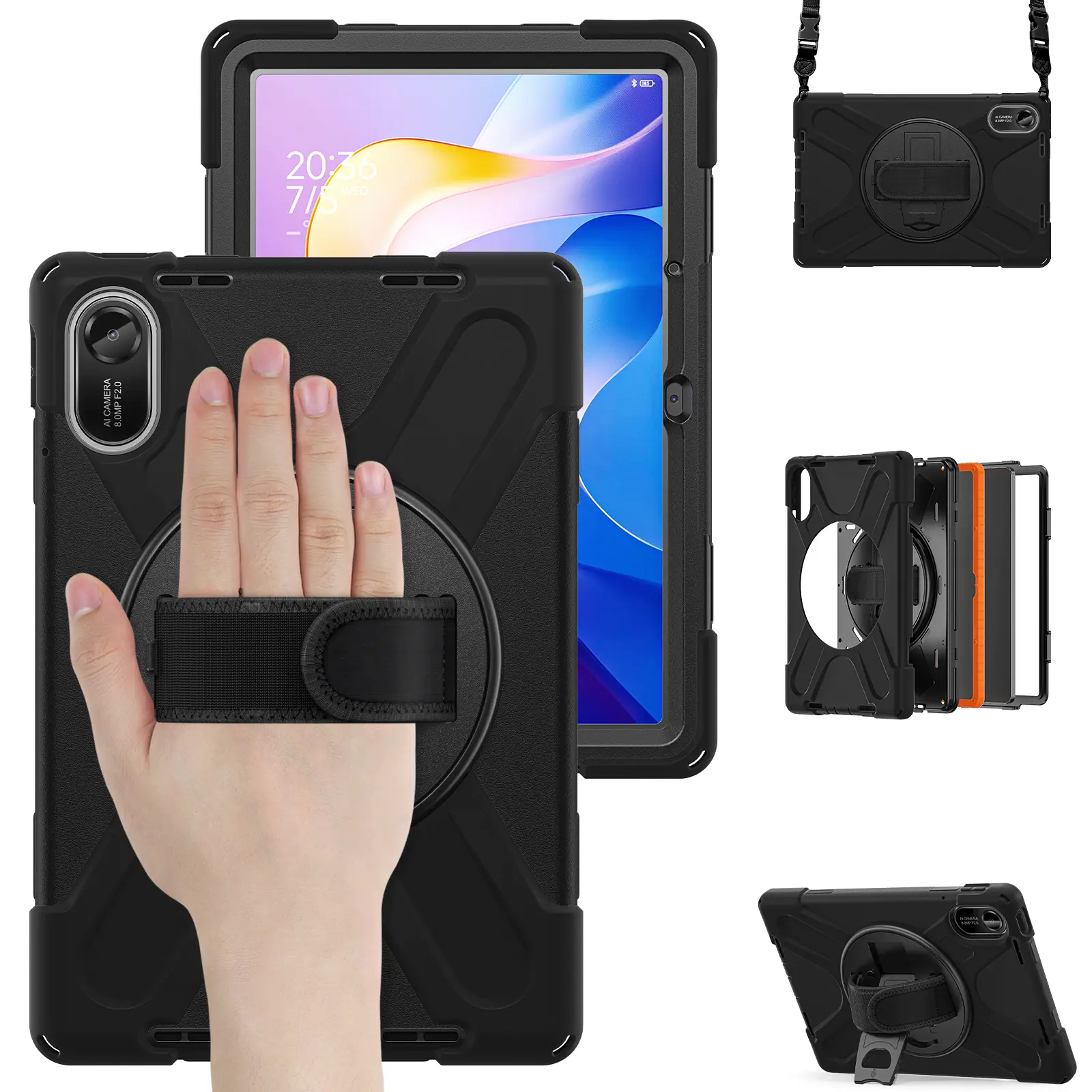 Stöttåligt Hybridskal med axelrem Xiaomi Redmi Pad 2 Svart