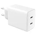 GaN Vægoplader  2 x USB-C 45W Hvid
