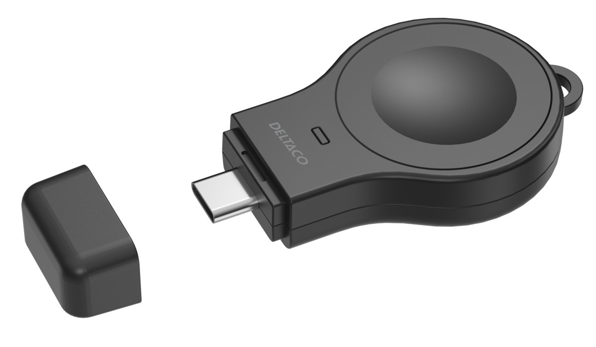 Deltaco Trådløs Liten Apple Watch-lader USB-C 2W svart