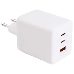 GaN Vegglader med USB-A + 2 x USB-C 100W, Hvid