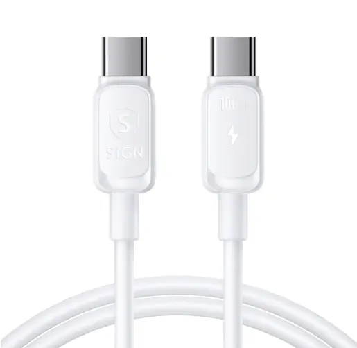 USB-C til USB-C-kabel PD 100W 1.2m Hvid