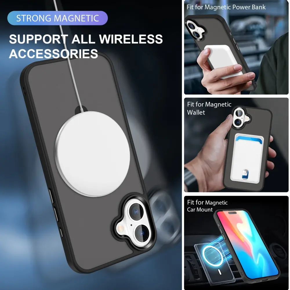 Hybridskal Magnetic Ring iPhone 16 Plus Svart