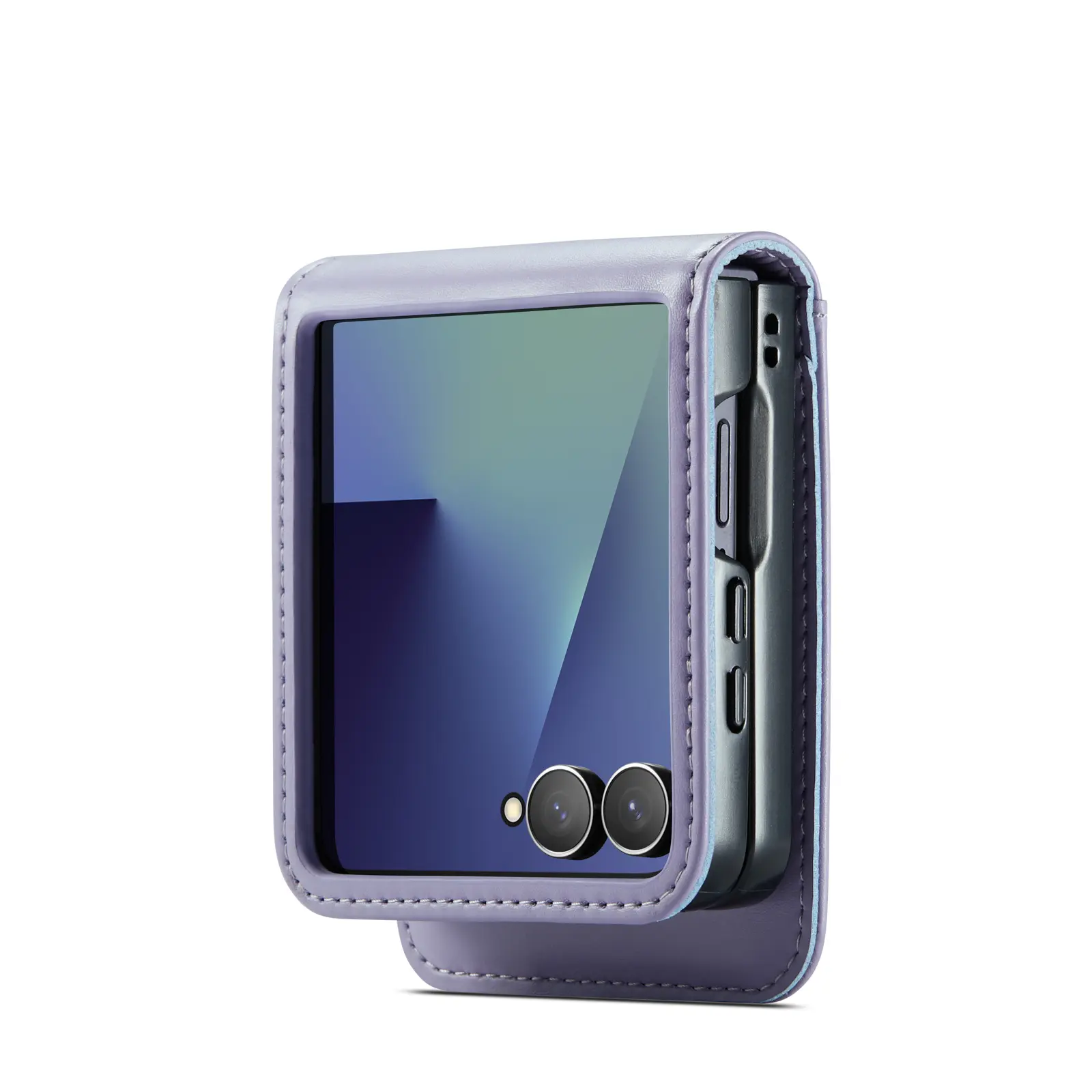 Äkta Läderfodral Samsung Galaxy Z Flip 8 Lila