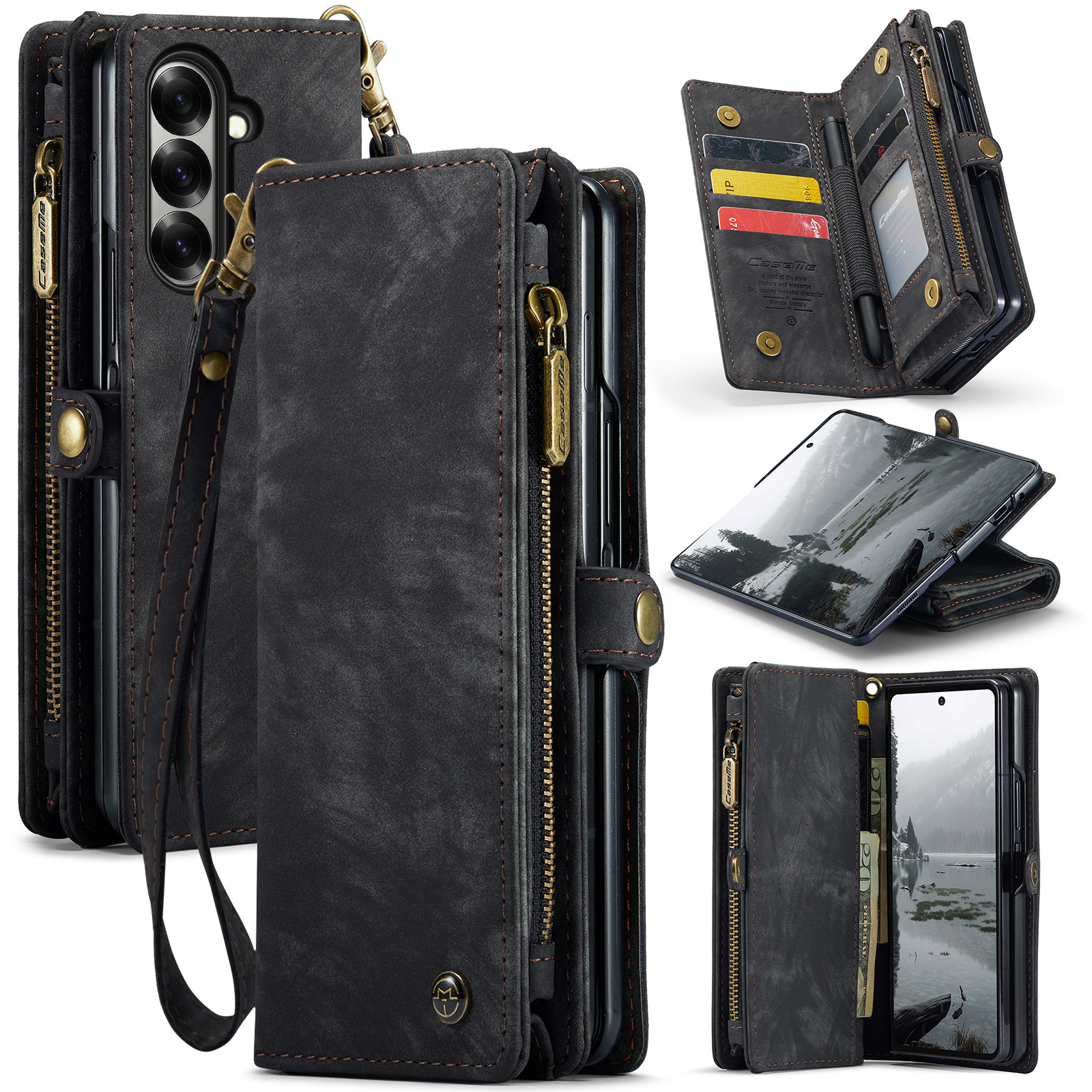 CaseMe Multi-slot Lommeboksetui Samsung Galaxy Z Fold 7 Grå