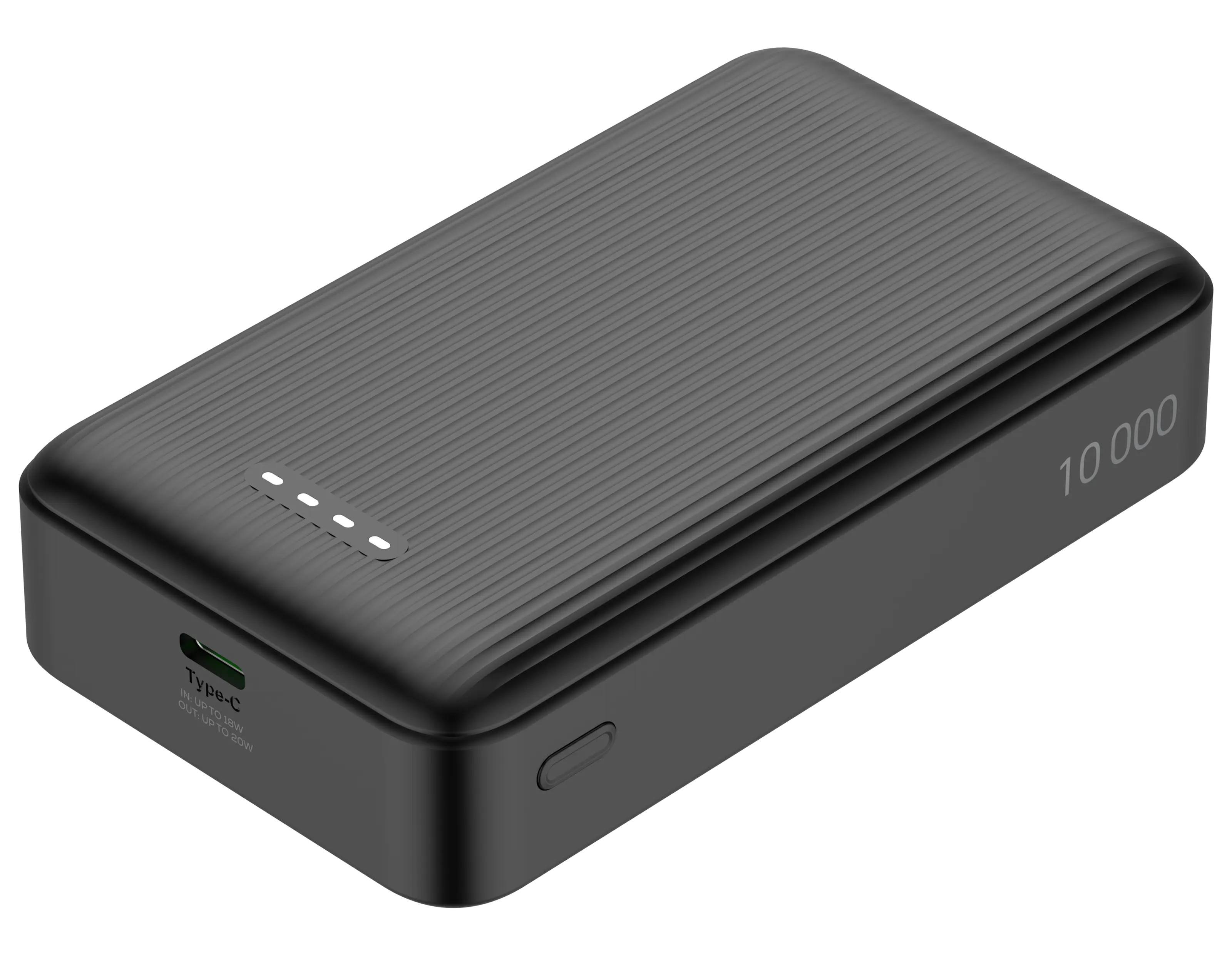 Powerbank med integrerad USB-C-kabel 10000 mAh PD 20W Svart