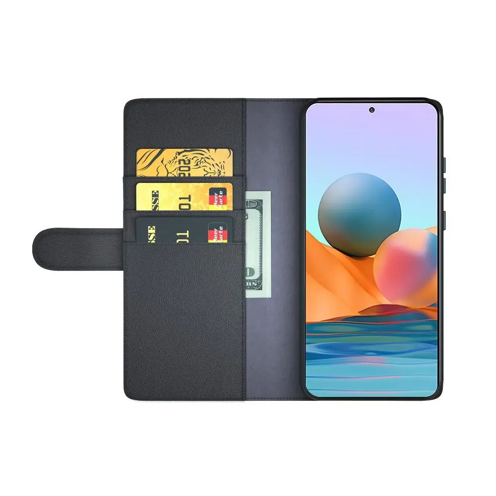 Äkta Läderfodral Xiaomi Redmi Note 10 Pro Svart