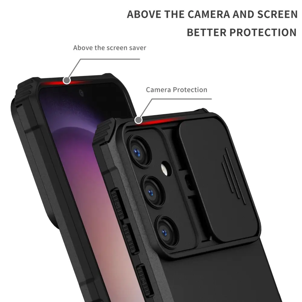 Samsung Galaxy S25 Kickstand Skal Kameraskydd Svart