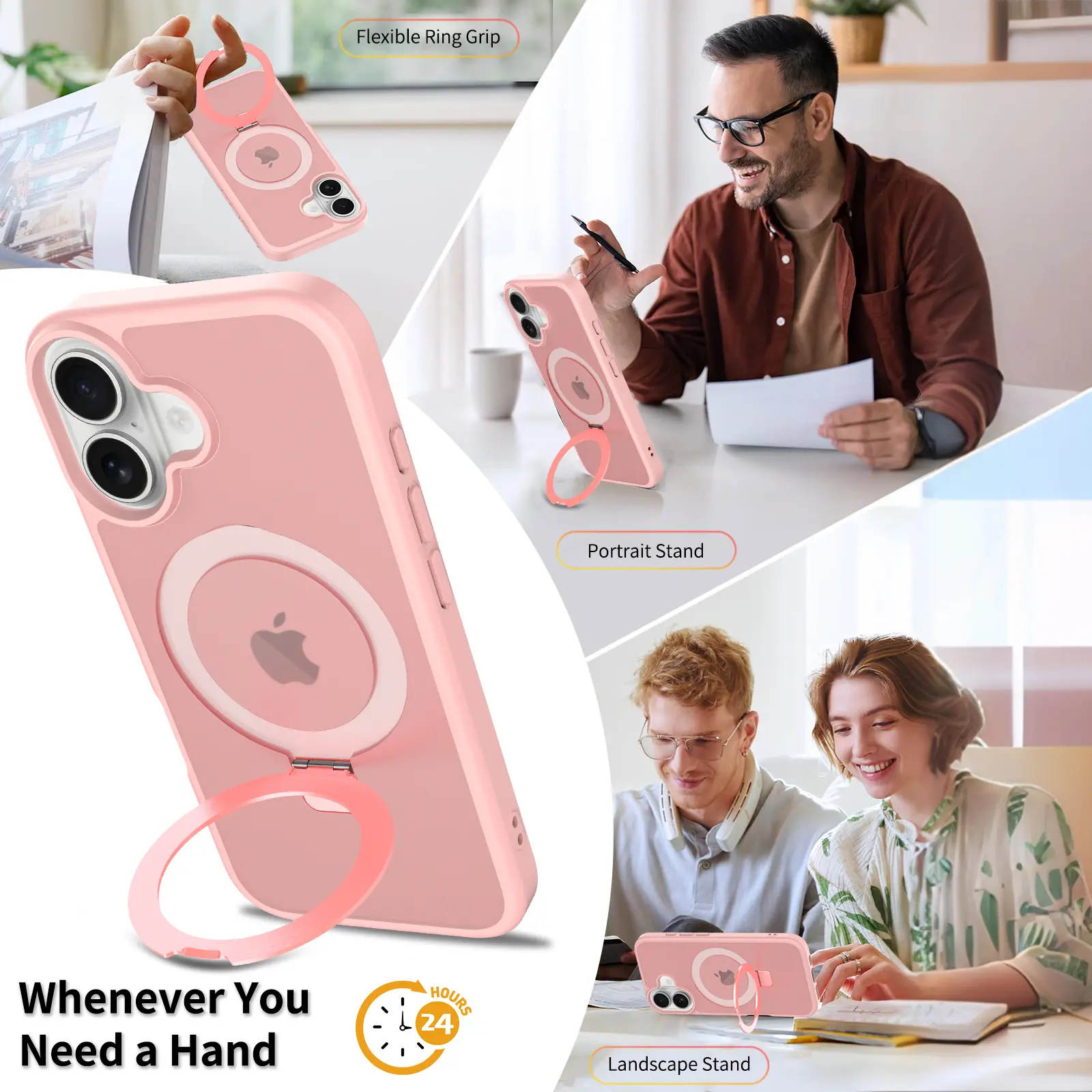 Hybridskal Magnetic Ring iPhone 17 Rosa