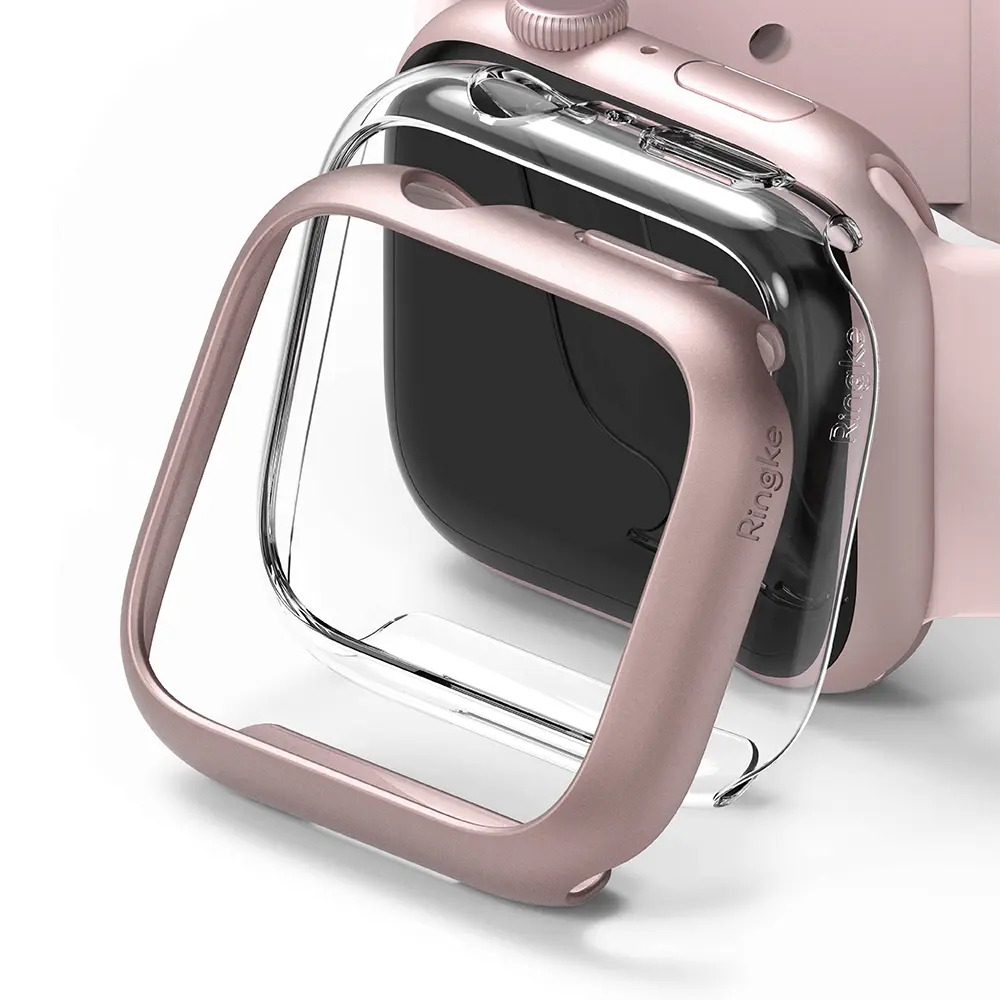 Slim Case (2-pack) Apple Watch Series 7 45mm Pink & Clear