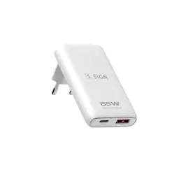 Foldbar kompakt GaN væglader USB-C + USB-A 65W, Hvid