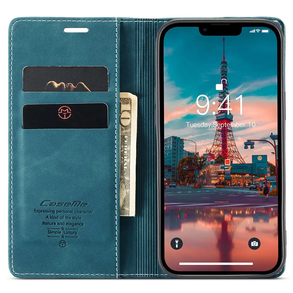 Slim Plånboksfodral iPhone 15 Plus Blå