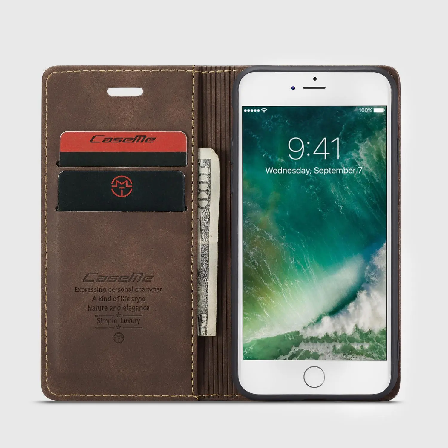 Slim Plånboksfodral iPhone SE 2020 Brun