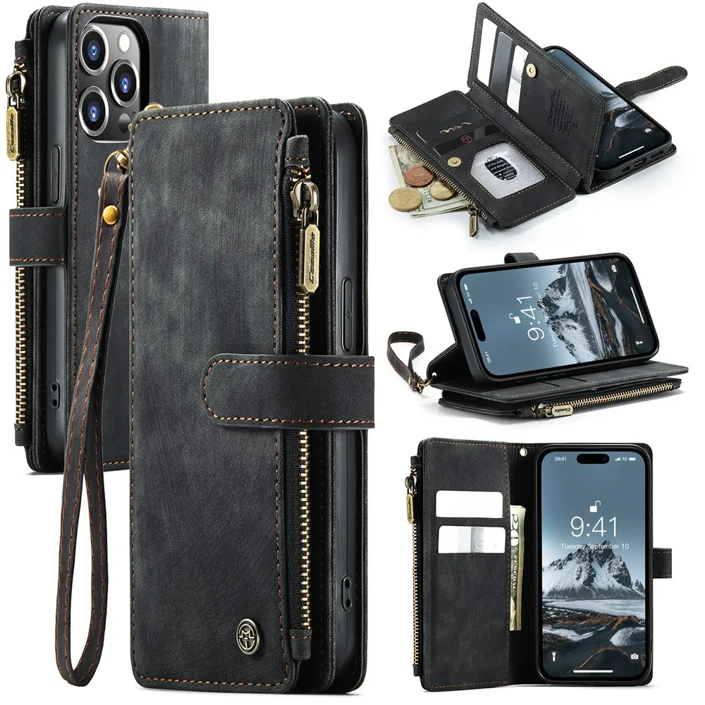 Zipper Wallet iPhone 15 Pro Sort