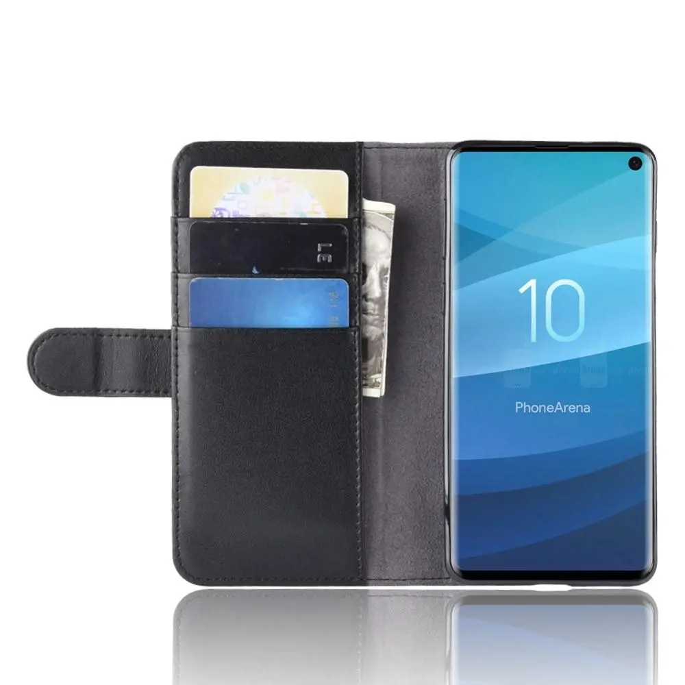 Äkta Läderfodral Samsung Galaxy S10 Svart