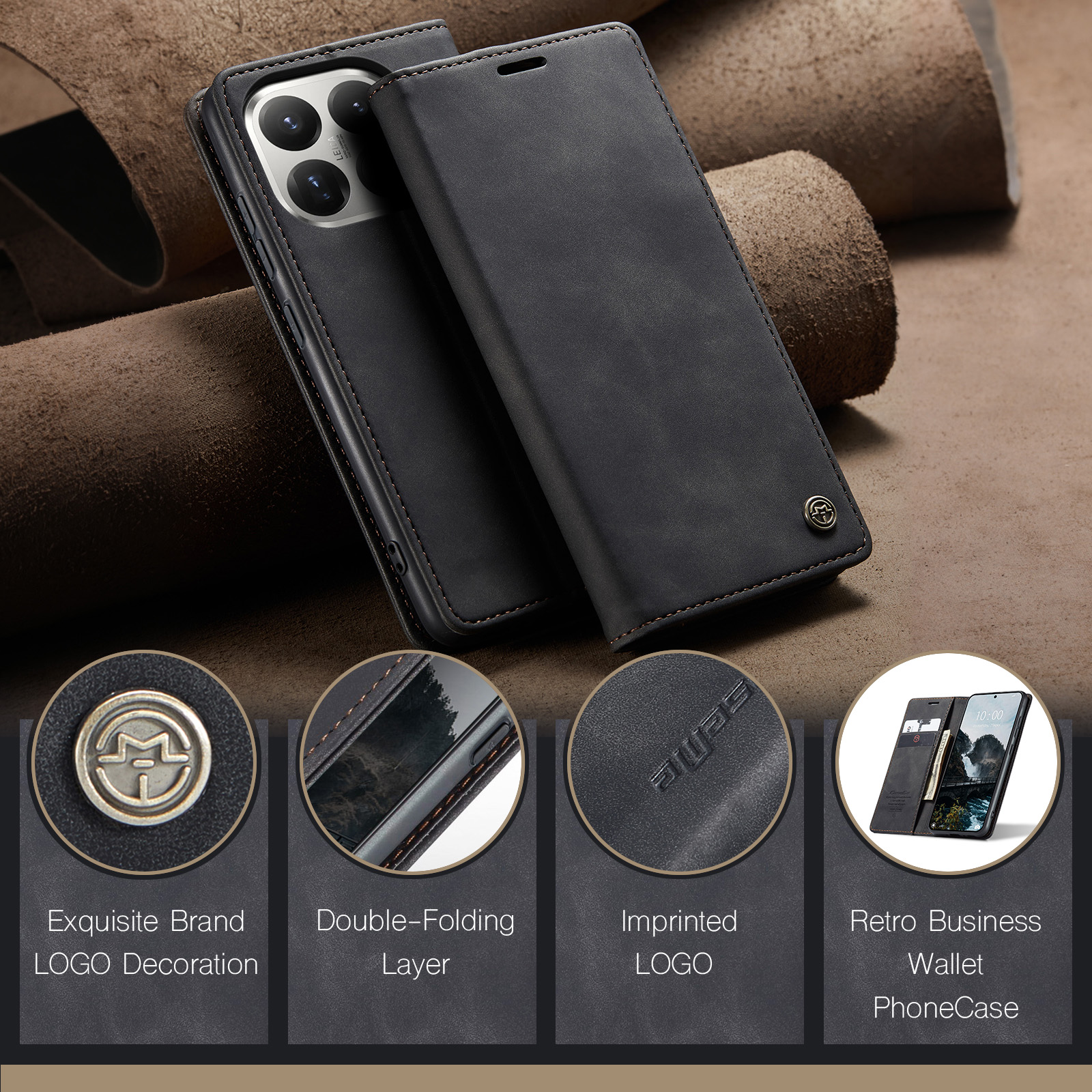 Slim Plånboksfodral Xiaomi 17T Pro Svart